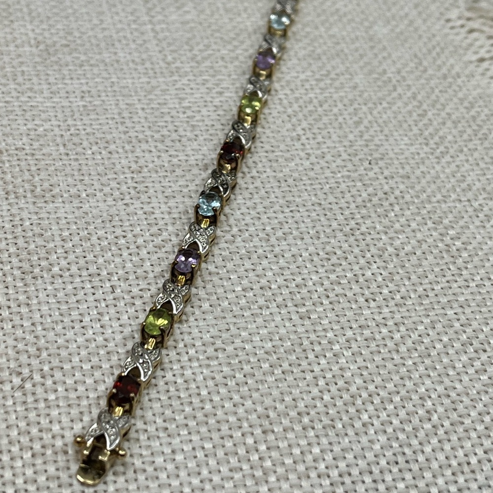 Vintage JJT Sterling Silver Multi-Gemstone Bracelet – 7.25” - Picture 7 of 13